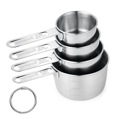 -BINGBING- Measuring Cups of 4, Stainless Steel Measuring Cups, Stackable
