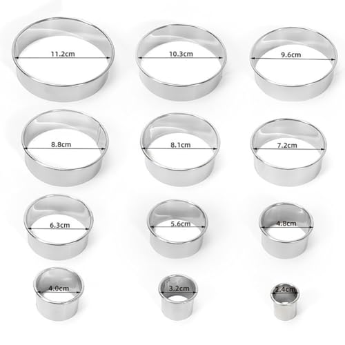 12 Pcs Stainless Steel Round Biscuit Cutters Circle Cookie Cutter Cake Cutter Ring Mold Biscuit Baking Cutter Dough Pastry Cutter Cookie Cutting Mold with Storage Box