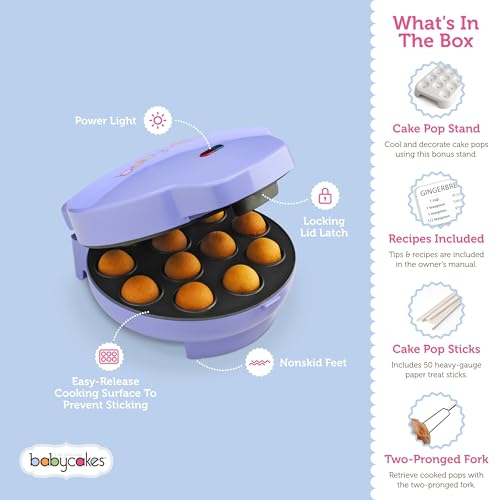 Babycakes Cake Pop Maker & Mold, Bakes 12 Pops, Includes Stand & 50 Sticks
