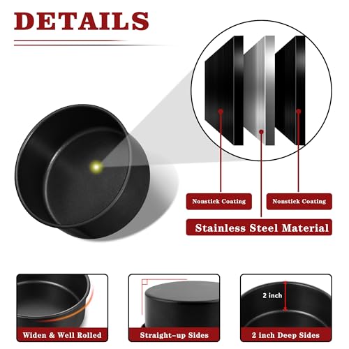 E-far 5 Inch Cake Pan, 3PCS Nonstick Stainless Steel Small Baking Cake Pans - size: 5 Inches