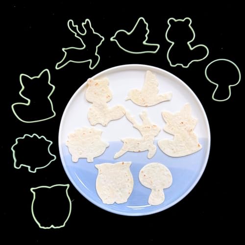 LUBTOSMN 7 Piece Forest Animal Cookie Cutters Set with Silicone Protective Rim, Stainless Steel Woodland Cookie Cutters for Cookies, Fondant, Sandwiches, Biscuits, Pancakes and Forest Party Baking