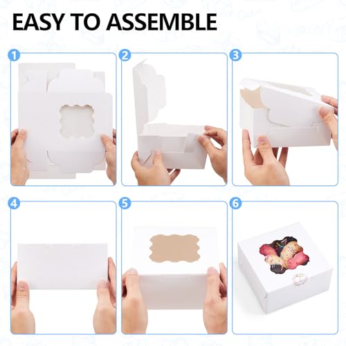 Cookie Boxes with Window, Pack of 20, 6x6x3 Inches - size: 6x6x3 inches