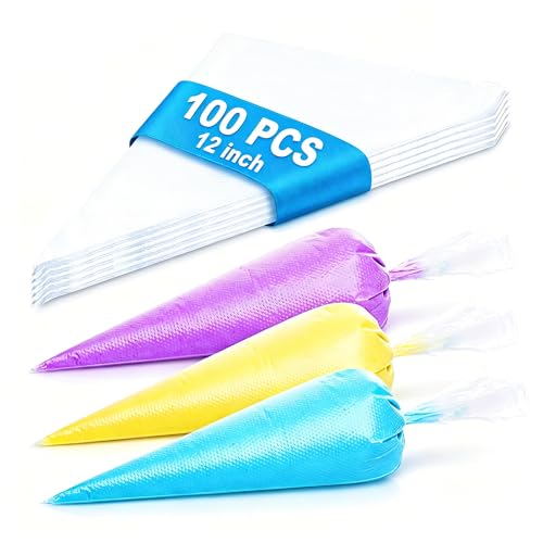 12" Disposable Piping Bags 100Pcs, Thickened Non-Slip Anti-Burst Pastry