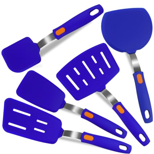 5-Pack Silicone Spatula Set Turner Spatulas (Dark blue) - color: Dark Blue