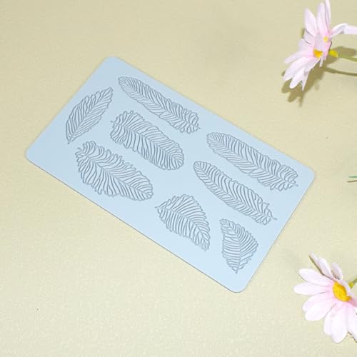 Silicone Lace Fondant Mold for Cake Decorating, Feather Pattern Sugarcraft, Clay, Polymer Clay, and Fondant Tools (D_ Feather) - size: D_ Feather