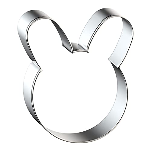 Bunny Cookie Cutter Set Large - 5", 4", 3", 2" - 4 Piece Easter Bunny Rabbit Hare Head Face Shaped Cookie Cutters - Stainless Steel - color: Bunny Face - A