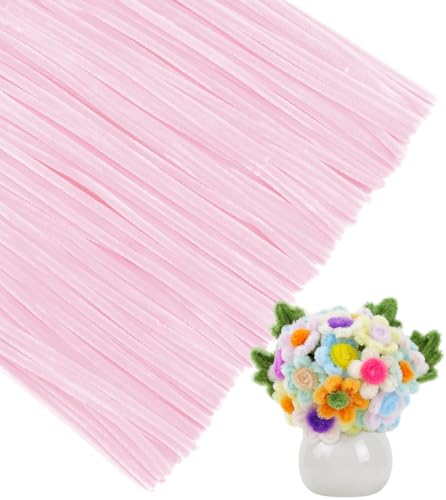 IOOLEEM Pipe Cleaners, 200pcs Light Pink Flower Making Chenille Stems - color: Light Pink, size: 200 Count
