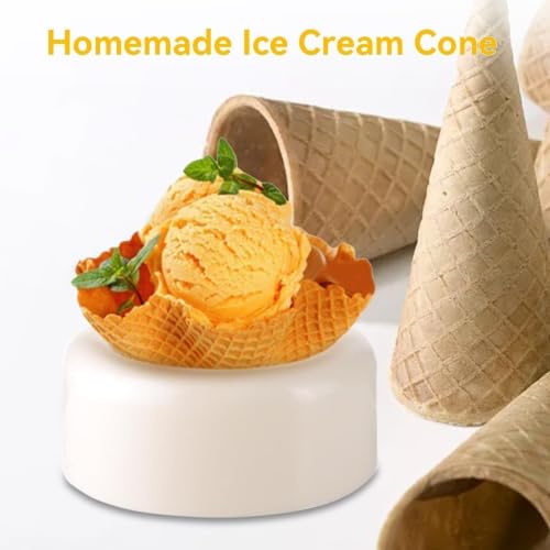 2PCS Waffle Cone Shaper, Cone Ice Cream Maker Cone Roller Waffle Rolling and Forming Tool Cone Roller Egg Roll DIY Mold Waffle Cone Mold Kit Pastry Ice Cream Waffle Cone Mold for Kitchen, White