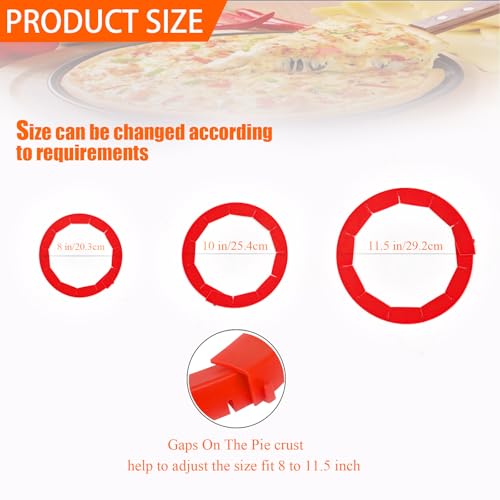 Easily Adjustable Silicone Pie Crust Protector, Fits8-11.5" Pie Crust - size: red