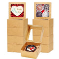 50 Pack Cookie Boxes with Window 4x4x2 Inch,Bakery Boxes - color: Brown