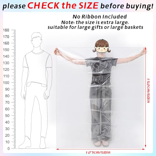 Jumbo Huge Clear Cellophane Gift Bags 50x60 Inch for Large Gift Baskets - size: 50x60 Inch