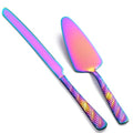 Rainbow Cake Cutting Set, Stainless Steel Cake Knife and Server, Cake Pie Cutter Set for Wedding, Birthday, Party - color: Rainbow