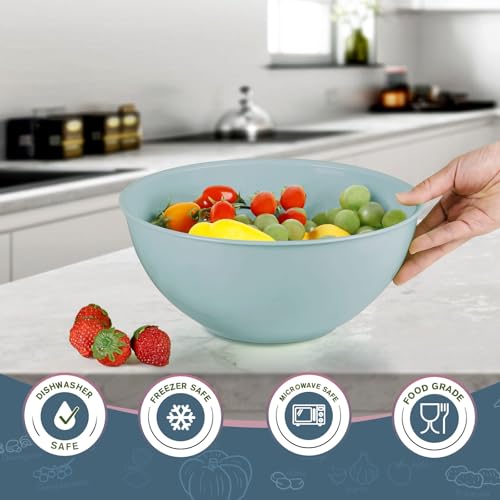 Greentainer 4-Piece Plastic Mixing Bowl Set, 113oz Lightweight Serving Bowls, Large Salad Bowls for Baking,Prepping, Cooking and Serving Food, Dishwasher & Microwave Safe - color: Pink-10in without lids