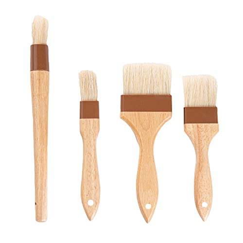 Restaurantware Boar Bristle Wood Pastry Brushes, 4-Piece Set - size: Set