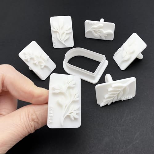 7pcs Leaf Polymer Clay Stamps Cutter Mold Set