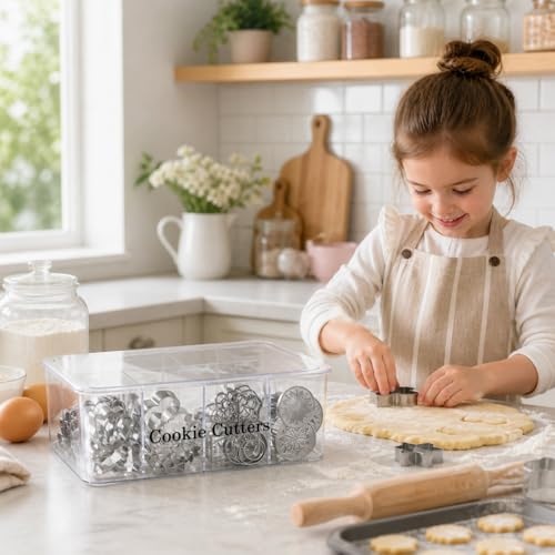 Cookie Cutter Storage Box,8 Adjustable Compartments, Clear PET