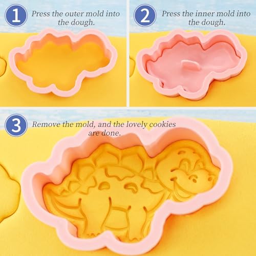 8Pcs Dinosaur Cookie Cutter T-Rex Triceratops Biscuit Molds for Kids Baking - color: Dinosaur B