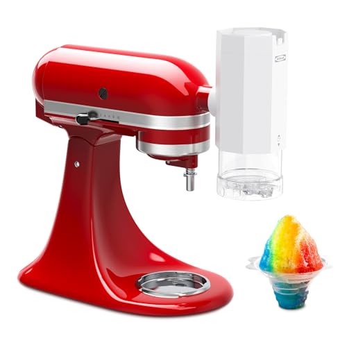 2 in 1 Ice Cream Maker and Shaved Ice Attachment for KitchenAid Stand Mixers, 2 Small Ice Cream Bowls, Snow Cone Machine with Coarse and Fine Blades, 8 Ice Molds