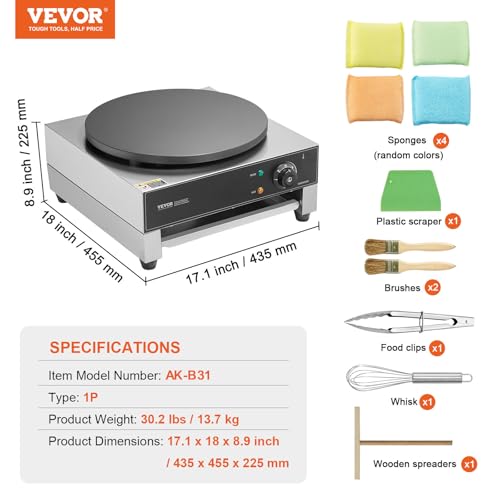 VEVOR Commercial Waffle Maker 1 Pc, Electric Stainless Steel - size: 1 Pc