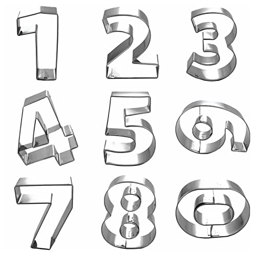 Comais Number Shaped Cookie Cutters Stainless Steel 9Pcs 4in Round Corners - size: 4-Inch Round Corners