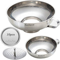 Kalave Canning Funnel, Food Grade Stainless Steel Canning Funnels with Strainer, Wide Mouth Funnels for Kitchen Use, Canning Supplies Kit for Wide and Regular Mason Jars - 3 Pack (Small and Large) - size: 5.6x2.1+ 4.2x1.4 Inch Mouth