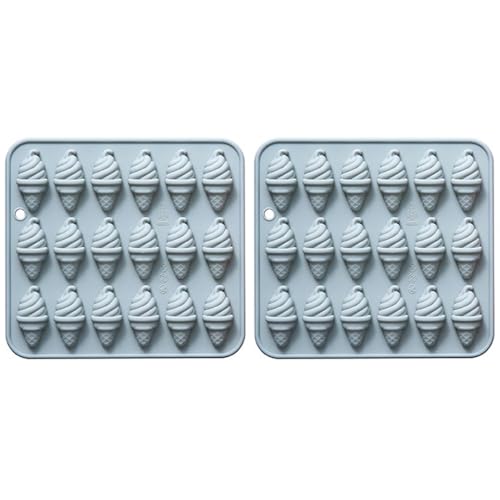 Chocolate Molds, 2Pcs Silicone Ice-Cream Cone Mold with 18 Cavities - color: Blue