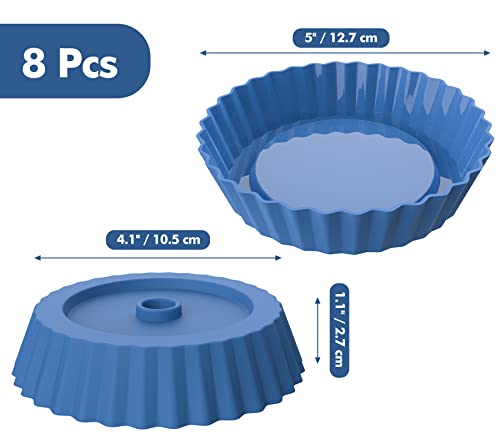 Webake Silicone Quiche Pan, 8pcs Fluted Tart Pans 5 Inch Round Baking Molds Small Maryann Cake Pans for Baking - Multicolor - size: Quiche