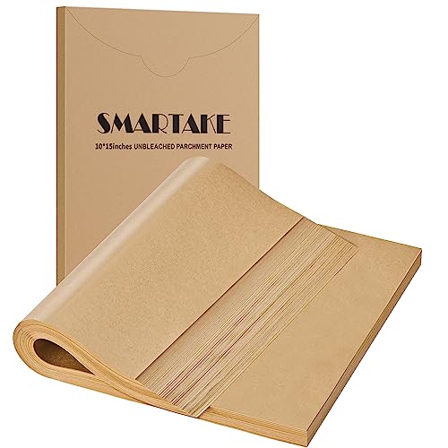 SMARTAKE 200 Pcs Parchment Paper Baking Sheets, 10x15 Inches, Non-Stick - size: 10" x 15"