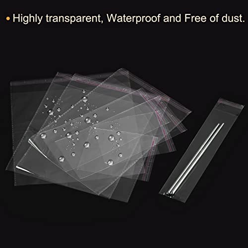 uxcell 100Pcs Clear Cello Bags, 4" x 12" Plastic Self Sealing OPP Cello Treat Bags Cello Poly Bags for Packing Cookies Candy Jewelry Gifts, Clear