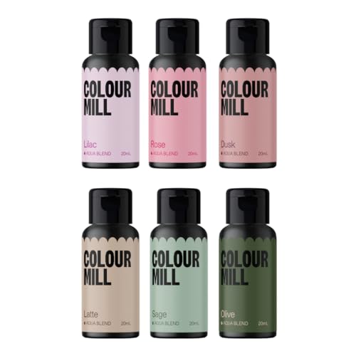 Colour Mill Botanical Pack Aqua Blend Water-Based Food Coloring, 20 Milliliters Dusk, Latte, Lilac, Olive, Rose & Sage - color: Botanical Pack