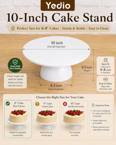 Porcelain Cake Stand, 10 in Round Cake Dessert Display Stands, White - size: 10 Inch