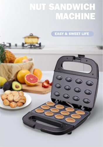Walnut Cookie Maker 12 Holes Mold Maker Electric Walnut Cake Maker Mini Nut Waffle Bread Machine Sandwich Iron,Toaster Baking Breakfast Pan - color: 12 Holes Walnut Maker