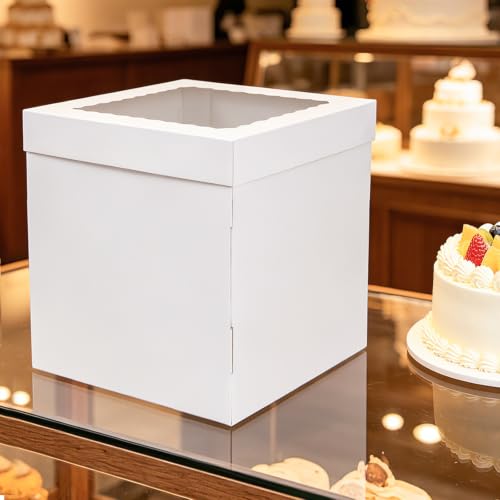 14x14x12 Inch White Corrugated Cake Boxes for 10-12 Inch Large Tiered Cakes - size: 14*14*12inch/4pcs