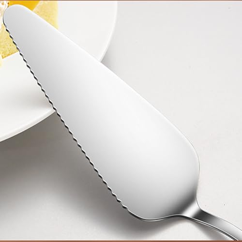 Cake Pie Server, 2 Pack Stainless Steel Pizza Pastry Cake Slicer Server Set, Cake Cutter with Serrated Edges for Kitchen, Restaurants, Wedding, Birthdays and Parties - style: A-Silver 2 Sets