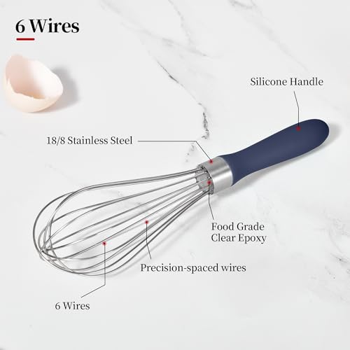 18/8 Stainless Steel Cooking Balloon Whisk (Small, Midnight Blue) - color: Midnight Blue, size: Small, 9.06in