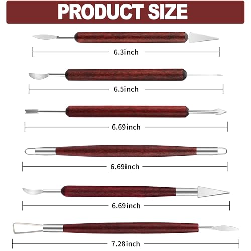 LINPHCEY 6-Piece Clay Sculpting Tools Set Perfect for Polymer Air Dry Modeling Clay Beginners & Professionals Ideal for DIY Pottery & Ceramics Tools for Clay Sculpting & Crafting - color: 6PCS-SET