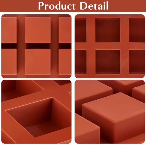 JOERSH Square Cake Silicone Molds, 3 Pack, 2" x 2" x 1" - color: 3 Pcs: 6 Cups, 2x2x1 Inch