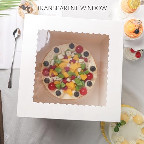 VGOODALL 2 PCS Cake Boxes, 10x10x8 Inch Cake Containers with Window
