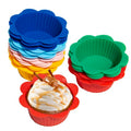 24 Pcs Silicone Muffin Liners with Tabs, Reusable Cupcake Liners for Steel Muffin Pan, Non-Stick Baking Cups (24Pcs-6Colors)
