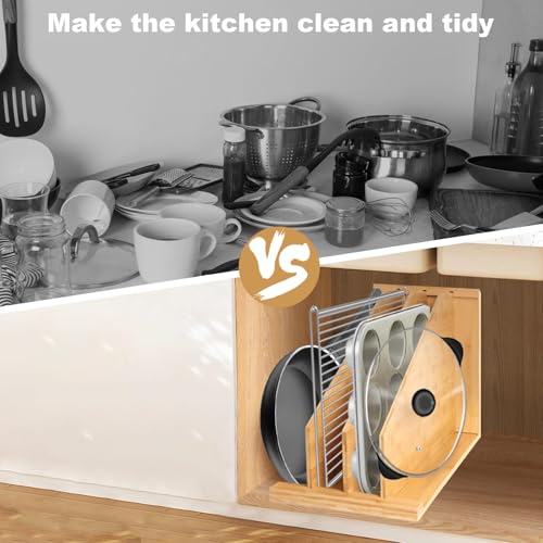Brvclon 【2-Pack】 Upgraded Tray Dividers for Cabinets,15in Hx22in Dx12in W, Kitchen Cabinet Tray Divider for Pans, Lids, Pot And Pan, Cookie Sheet. with 3 Dividers,Keeping The Kitchen Organized (2) - size: 2
