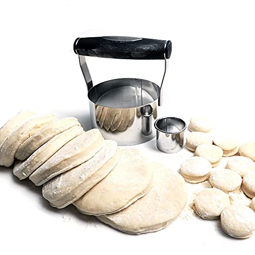 HULISEN 3" Round Biscuit Cutter, Stainless Steel Cookie Cutter with Handle - size: 3" Round Cutter
