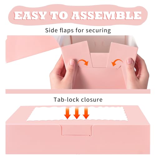 KPOSIYA 40pcs 8x8x5 In Cake Boxes with Cake Boards（20 Boxes & 20 Boards） - color: Pink, size: 8x8x5 inch