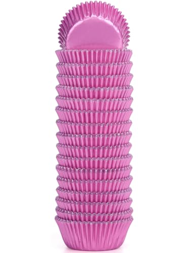 Mini Pink Foil Baking Cupcake Cases Muffin Cups 200 Count, Pink - color: Pink