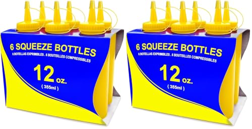 New Star Foodservice 26498 Squeeze Bottles, Plastic, 12 oz, Yellow, Pack of 12 - color: Yellow, size: 12 Ounces (Pack of 2)
