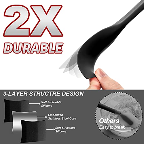 Anaeat Heat Resistant Silicone Spatula Set of 8 - Seamless One-Pieces Design, Non-Stick Rubber Spatulas & Mini Kitchen Scraper Flexible for Non-stick Cookware - Easy Baking, Cooking, Scraping & Mixing - color: 8 Pcs Spatulas (Black), size: Essential Spatu
