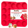 Redfly 2 Pack Silicone Muffin Pans for Baking & Cupcake Pan - 12 Cup Regular Size Silicone Molds, BPA Free Egg Bites Mold - color: Red, size: 2pcs: 12-Cup