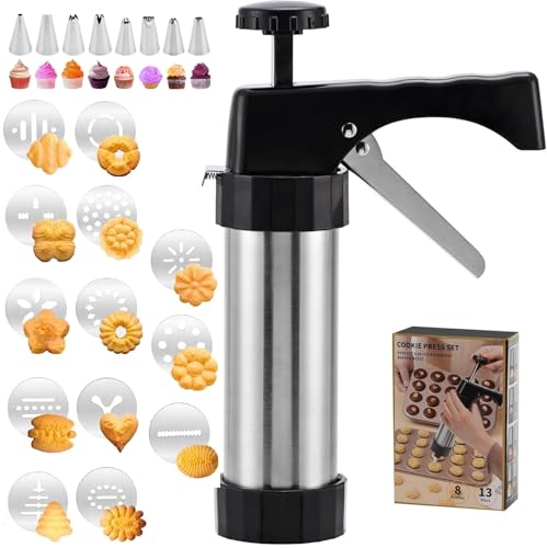 Cookie Press Gun Kit, Spritz Cookie Press, Stainless Steel