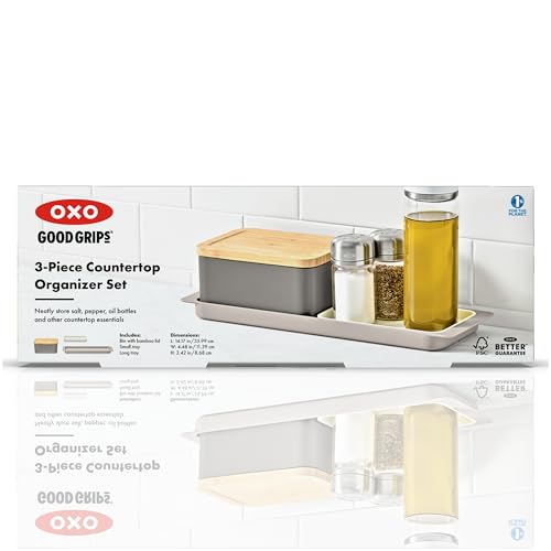 OXO 3-Piece Countertop Organizer Set, Kitchen Countertop Organizer - style: 3-Piece Countertop Organizer Set