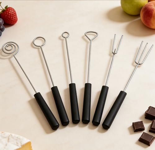 6-Piece Stainless Steel Chocolate Dipping Fork Spoon Set, 7.87 in.