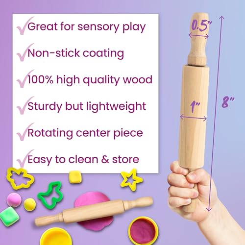 Kids Mini Rolling Pins 8 Inch, 6 Pack